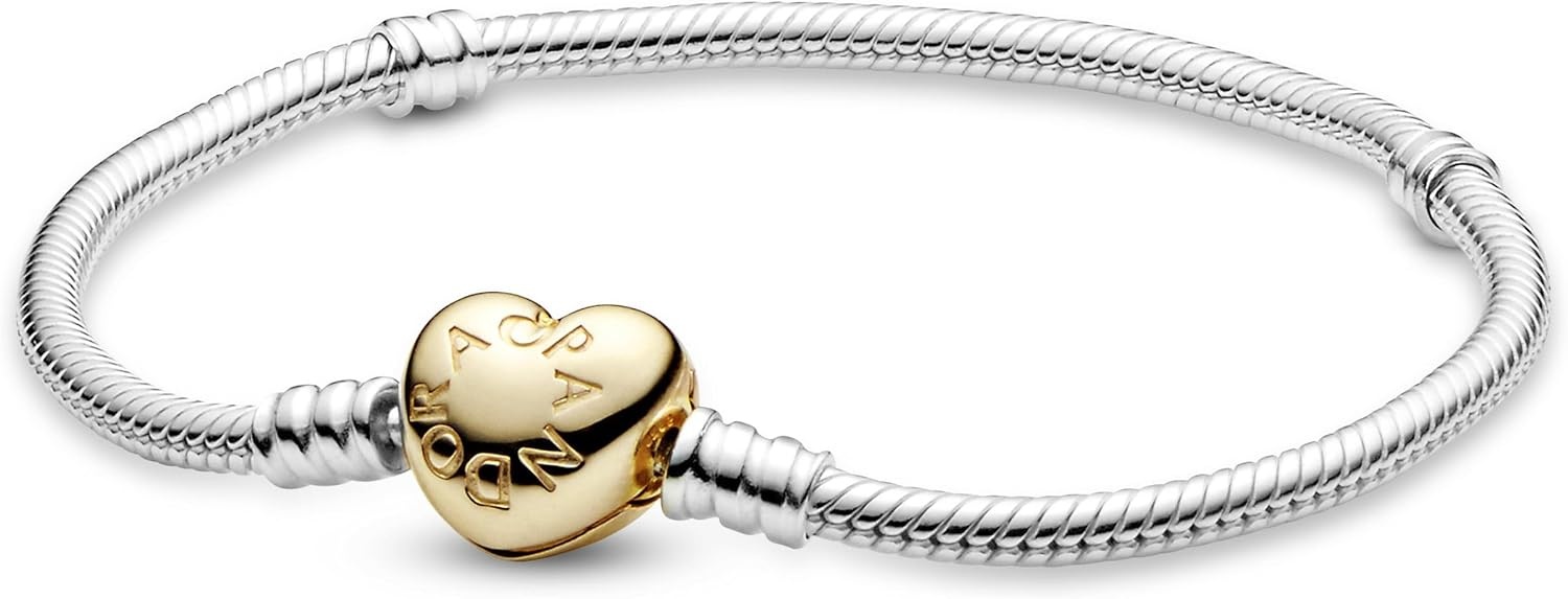 image:imagePANDORA Heart Clasp Snake Chain Bracelet Heart Clasp Romantic Jewelry for Her with Gift Box Compatible Moments Charms Sterling Silver79 Inches
