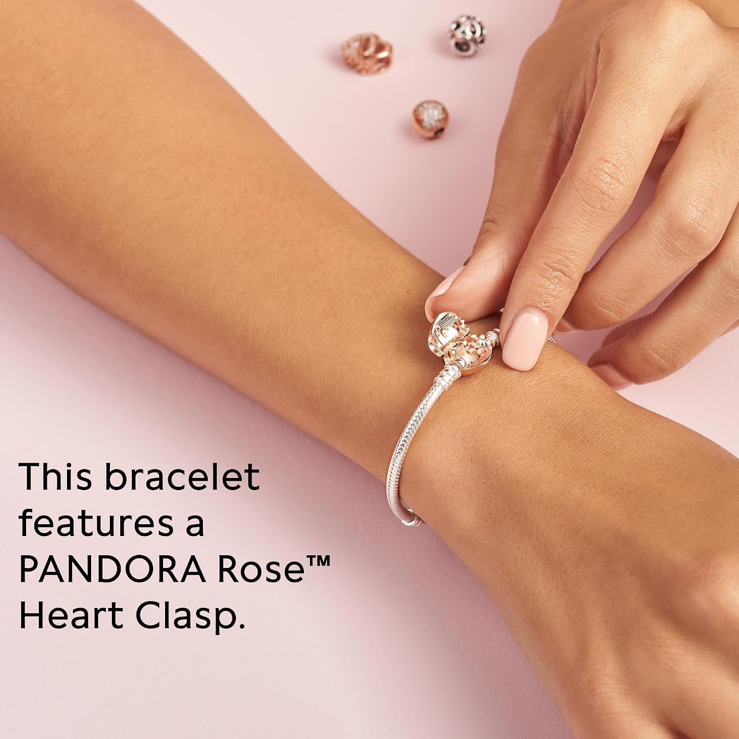 image:imagePANDORA Heart Clasp Snake Chain Bracelet Heart Clasp Romantic Jewelry for Her with Gift Box Compatible Moments Charms Sterling Silver79 Inches