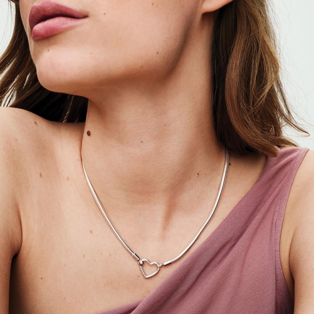 image:imagePANDORA Heart Closure Snake Chain Necklace 177 Sterling Silver Charm Necklace Compatible with PANDORA Moments Jewelry for Women with Gift Box