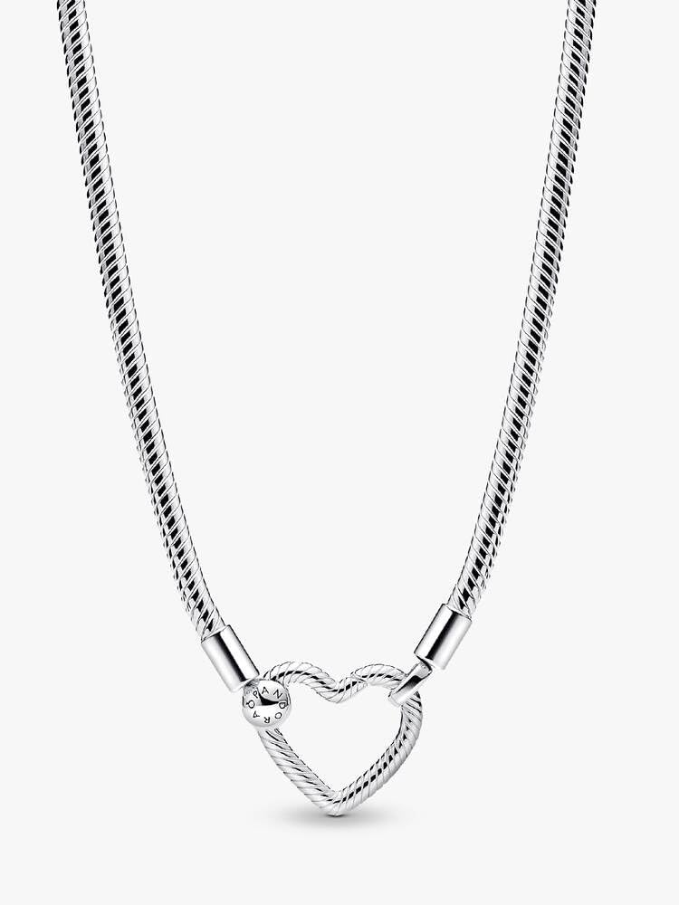 image:imagePANDORA Heart Closure Snake Chain Necklace 177 Sterling Silver Charm Necklace Compatible with PANDORA Moments Jewelry for Women with Gift Box