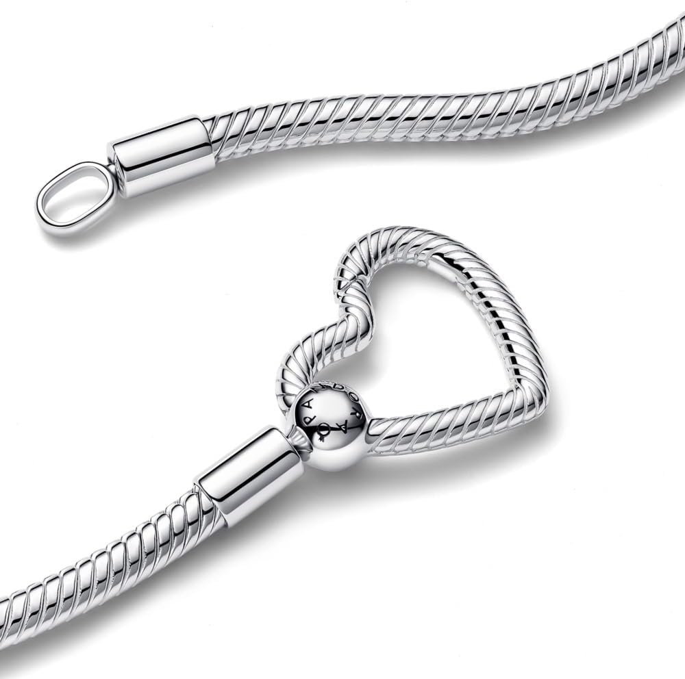 image:imagePANDORA Heart Closure Snake Chain Necklace 177 Sterling Silver Charm Necklace Compatible with PANDORA Moments Jewelry for Women with Gift Box