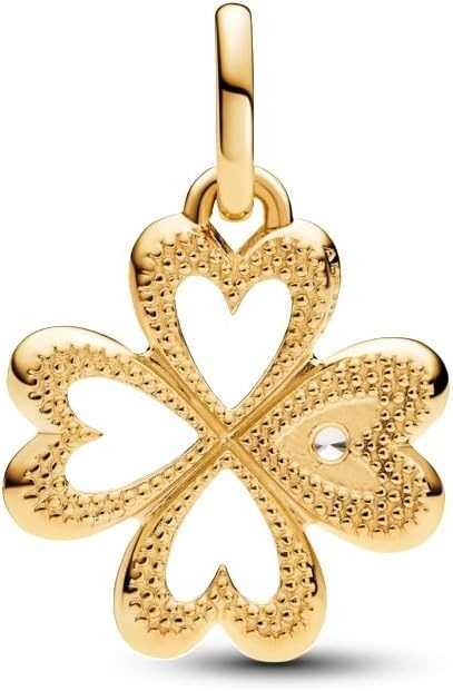 image:imagePANDORA Heart FourLeaf Clover Medallion Charm Bracelet Charm ME Bracelets 14k Gold with Clear Cubic Zirconia Gift for Her Jewelry for Women with Gift Box