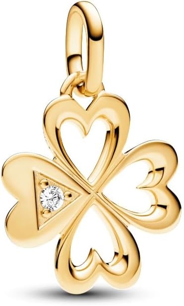 image:imagePANDORA Heart FourLeaf Clover Medallion Charm Bracelet Charm ME Bracelets 14k Gold with Clear Cubic Zirconia Gift for Her Jewelry for Women with Gift Box
