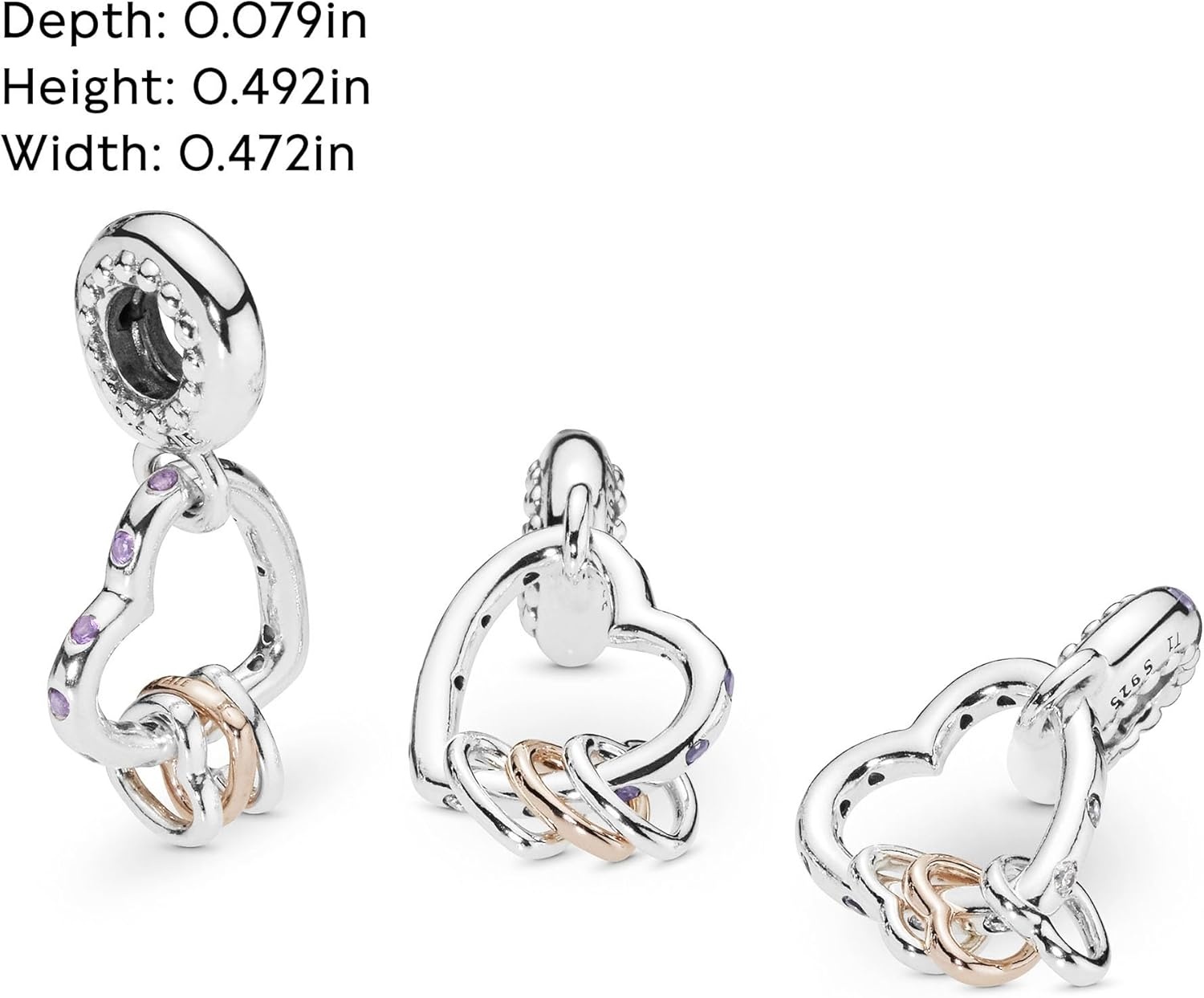 image:imagePANDORA Heart Highlights Charm Compatible Moments Stunning Womens Jewelry Made Rose amp Sterling Silver With Gift Box