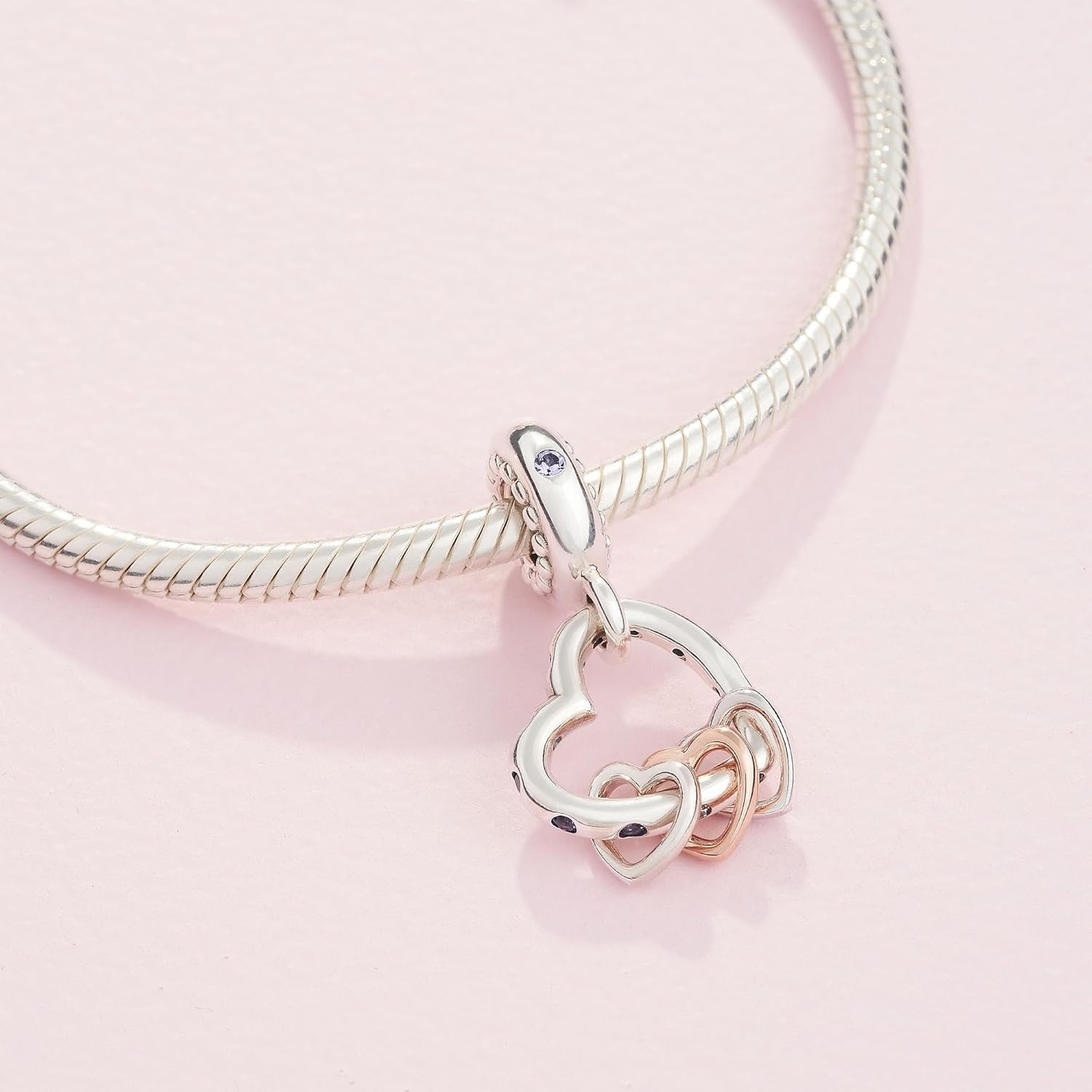 image:imagePANDORA Heart Highlights Charm Compatible Moments Stunning Womens Jewelry Made Rose amp Sterling Silver With Gift Box