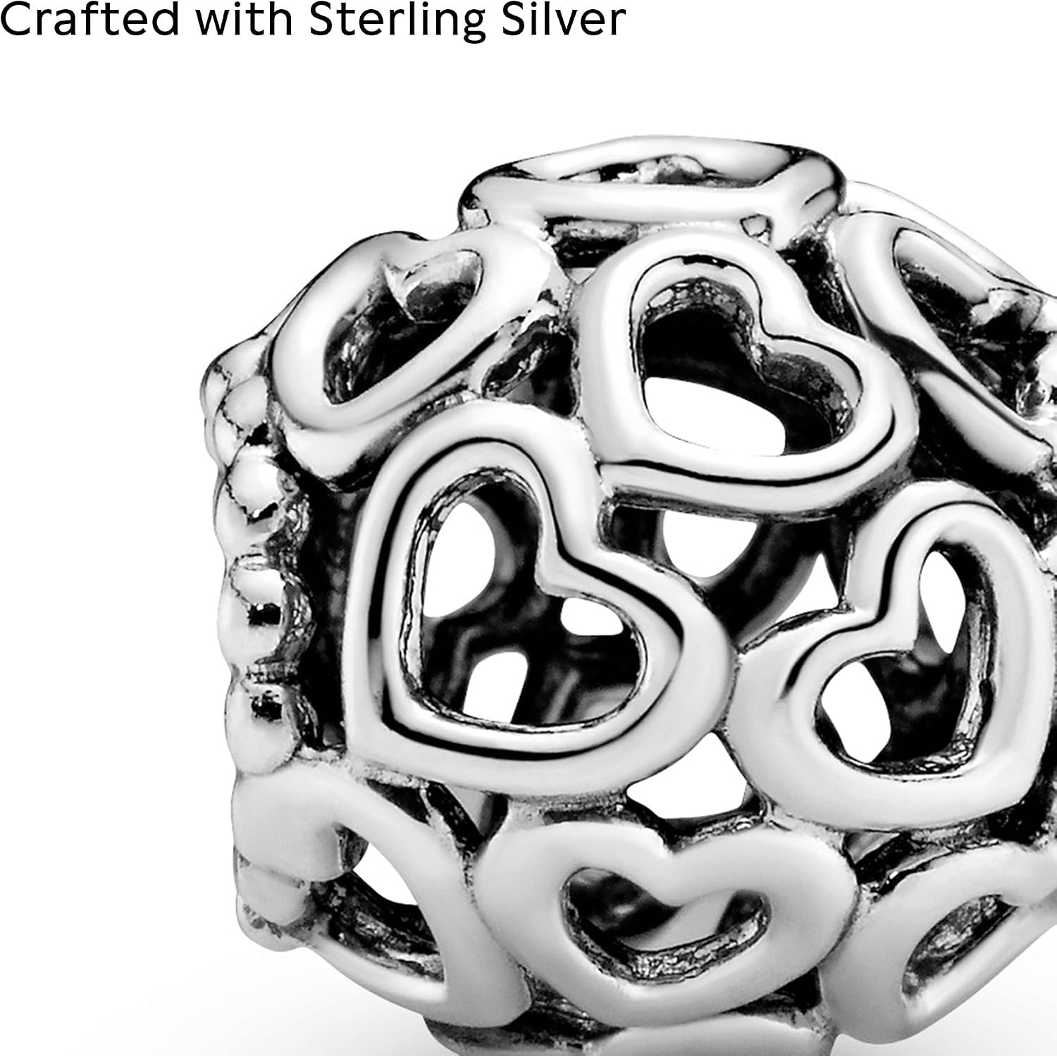 image:imagePANDORA Hearts All Over Charm Openwork Heart Design HandFinished Jewelry for Women with Gift Box Compatible Moments Charm Bracelets Sterling Silver