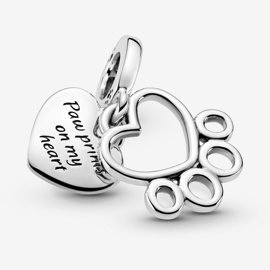 image:imagePANDORA Hearts amp Paw Print Dangle Charm Compatible with PANDORA Moments Jewelry for Women Gift for Her Made with Sterling Silver With Gift Box