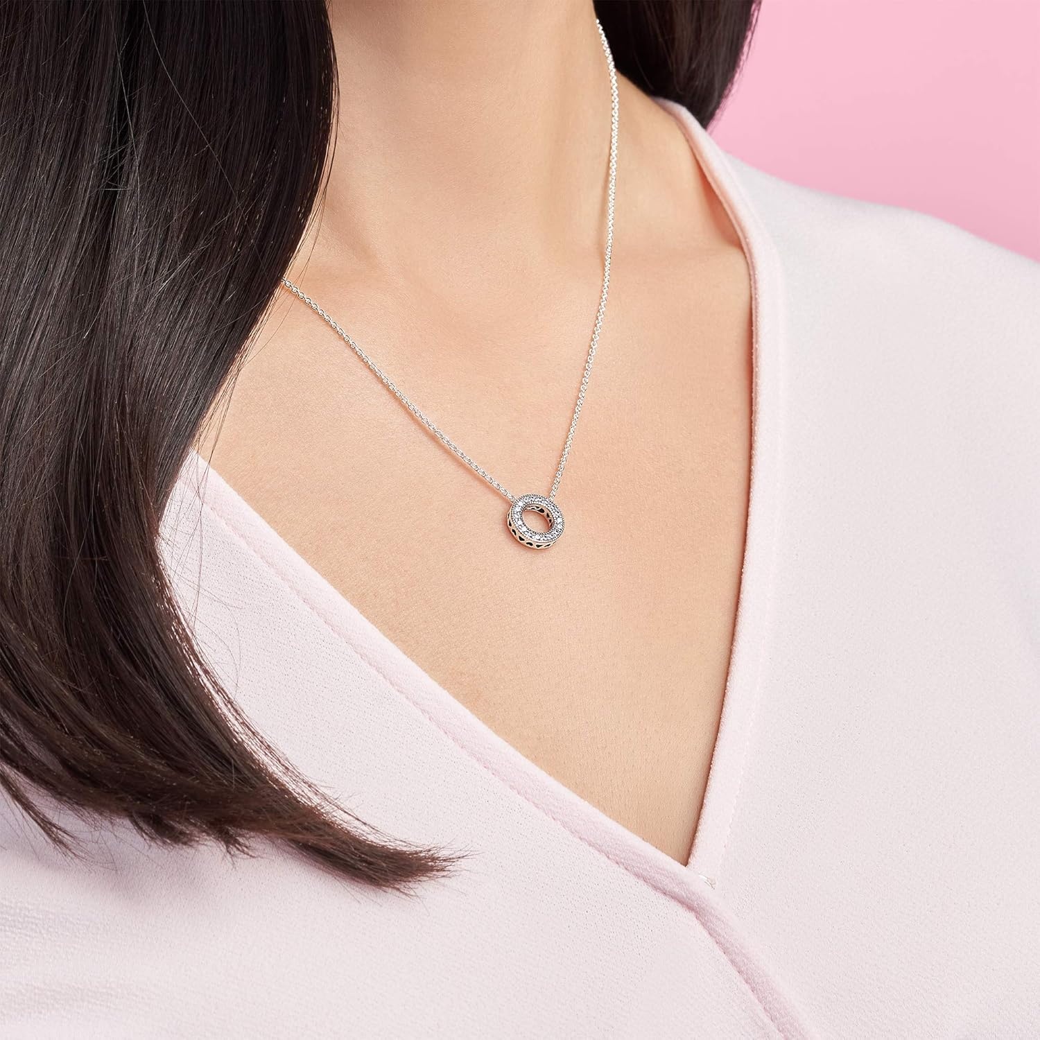 image:imagePANDORA Hearts of PANDORA Gift for Her Cubic Zirconia Necklace in Sterling Silver With Gift Box 177
