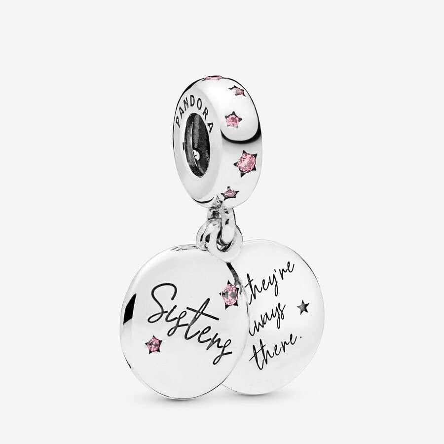 image:imagePANDORA Jewelry Forever Sisters Dangle Charm Compatible with PANDORA Moments Sterling Silver Charm with Cubic Zirconia Gift with Gift Box
