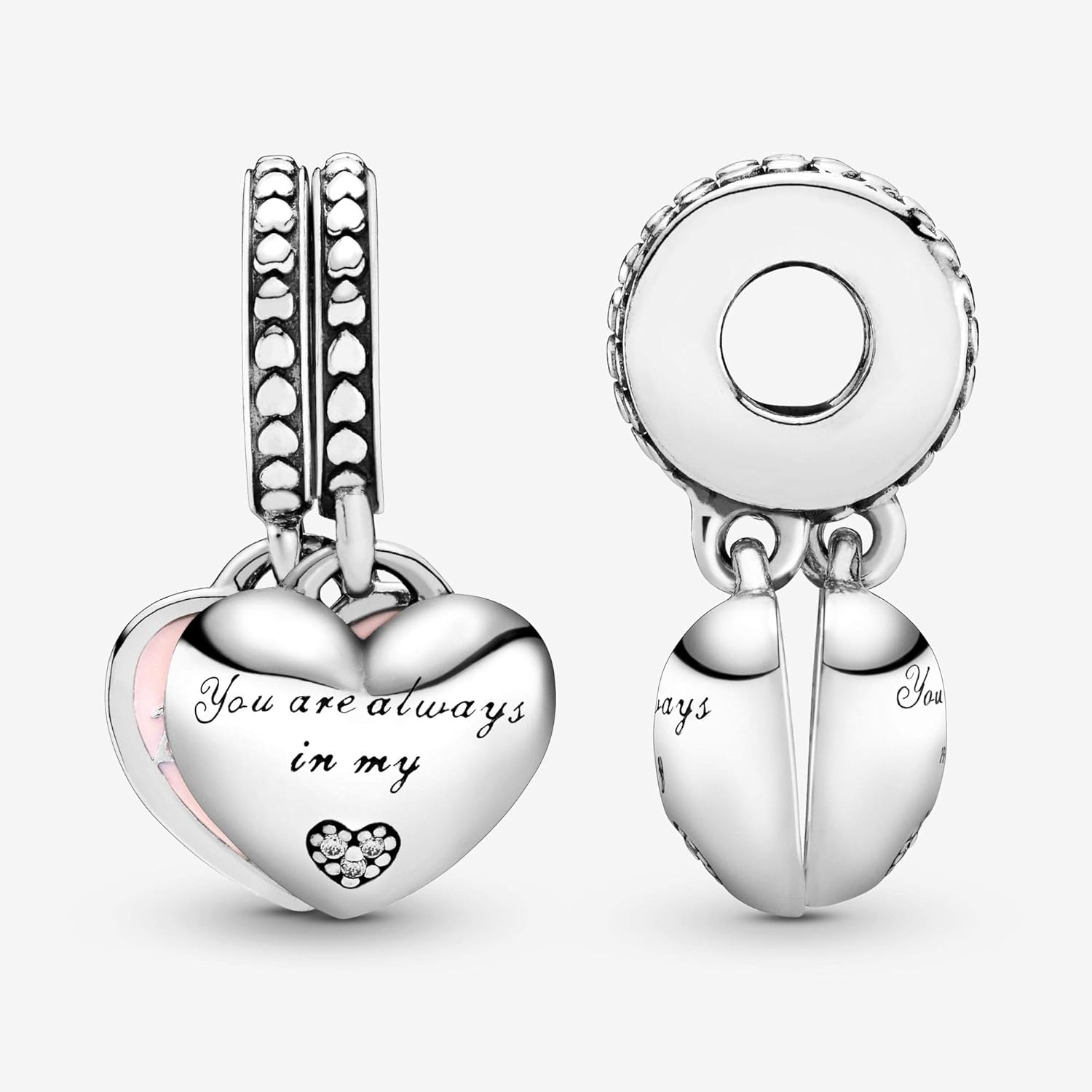 image:imagePANDORA Jewelry Mother and Daughter Hearts Dangle Compatible Moments Sterling Silver Charm with Cubic Zirconia Comes with Gift Box