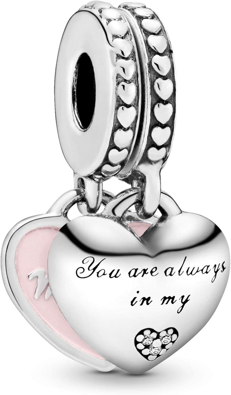 image:imagePANDORA Jewelry Mother and Daughter Hearts Dangle Compatible Moments Sterling Silver Charm with Cubic Zirconia Comes with Gift Box