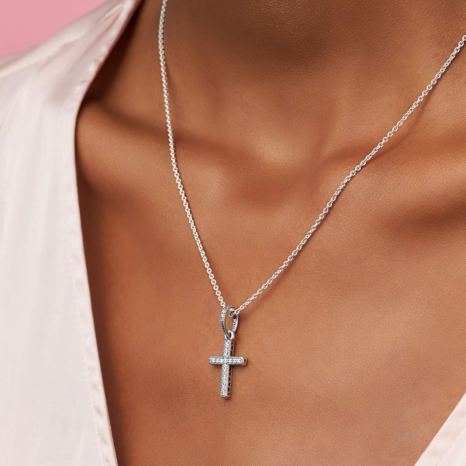 image:imagePANDORA Jewelry Sparkling Cross Cubic Zirconia Pendant in Sterling Silver Comes with Gift Box