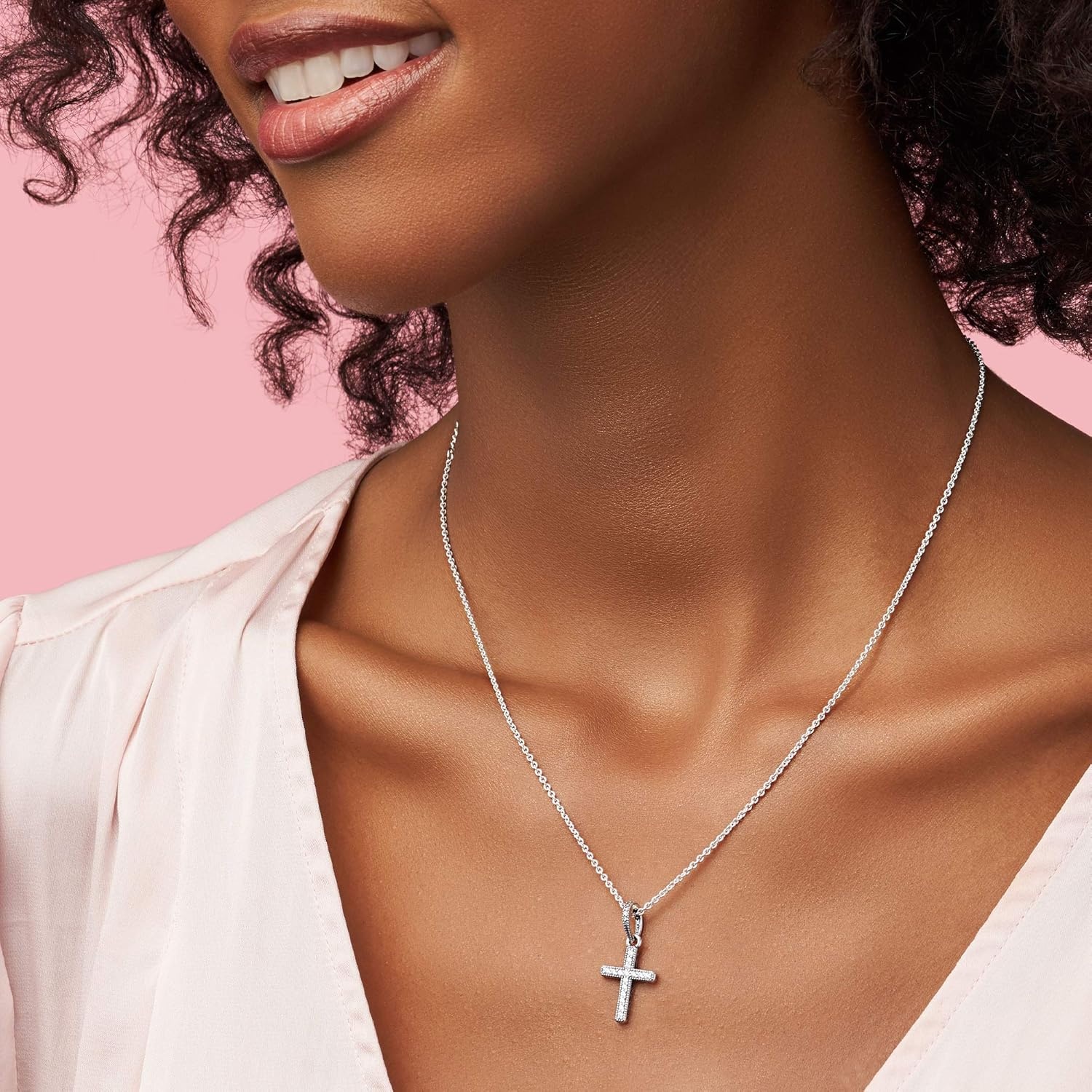 image:imagePANDORA Jewelry Sparkling Cross Cubic Zirconia Pendant in Sterling Silver Comes with Gift Box