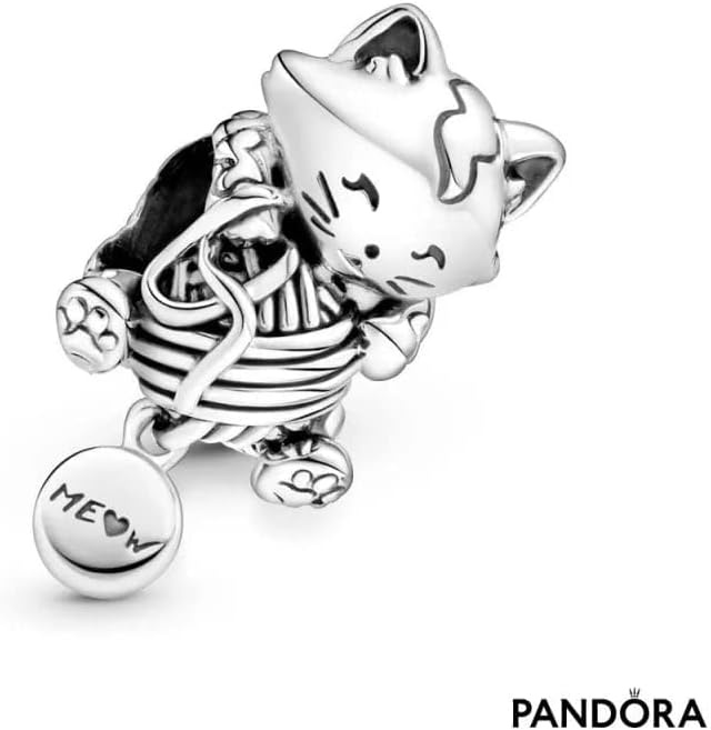 image:imagePANDORA Kitten amp Yarn Ball Charm Compatible with PANDORA Moments Jewelry for Women Gift for Women Made with Sterling Silver With Gift Box