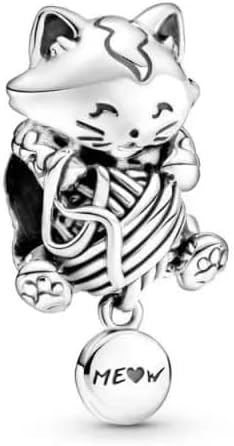 image:imagePANDORA Kitten amp Yarn Ball Charm Compatible with PANDORA Moments Jewelry for Women Gift for Women Made with Sterling Silver With Gift Box