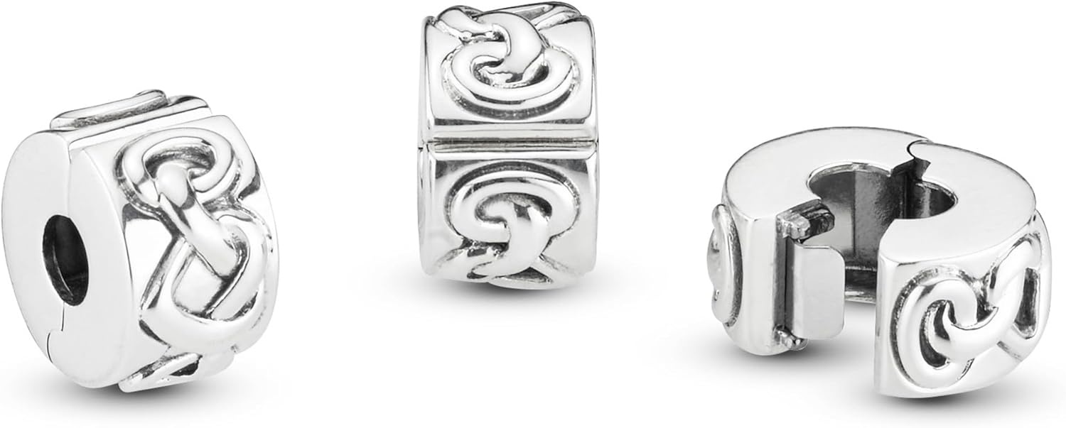 image:imagePANDORA Knotted Hearts Clip Charm Compatible with PANDORA Moments Gift for Her Made with Sterling Silver with Gift Box
