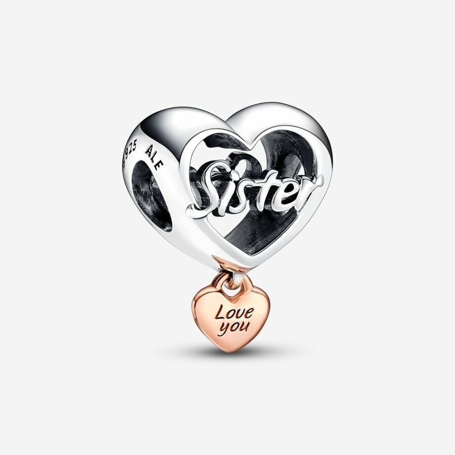 image:imagePANDORA Love You Sister Heart Charm Compatible Moments Stunning Womens Jewelry Gift for Her Made Rose amp Sterling Silver With Gift Box