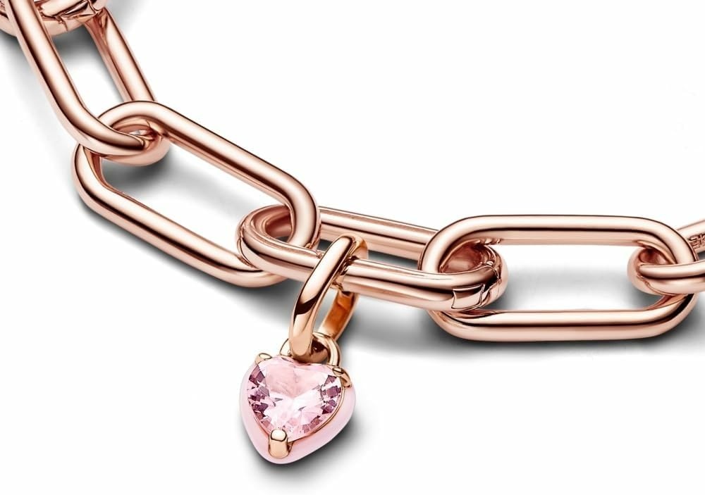 image:imagePANDORA ME Pink Chakra Heart Mini Dangle Charm 14K Rose GoldPlated Charm with ManMade Crystal amp Enamel Jewelry for Women Includes Gift Box