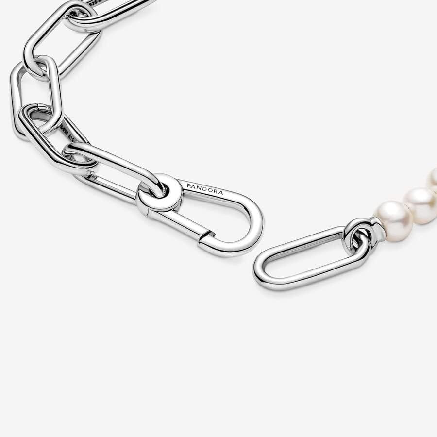 image:imagePANDORA ME Treated Freshwater Cultured Pearl Bracelet Features 2 Connectors Gift for Her Sterling Silver with White Treated Freshwater Cultured Pearl With Gift Box91 Inches