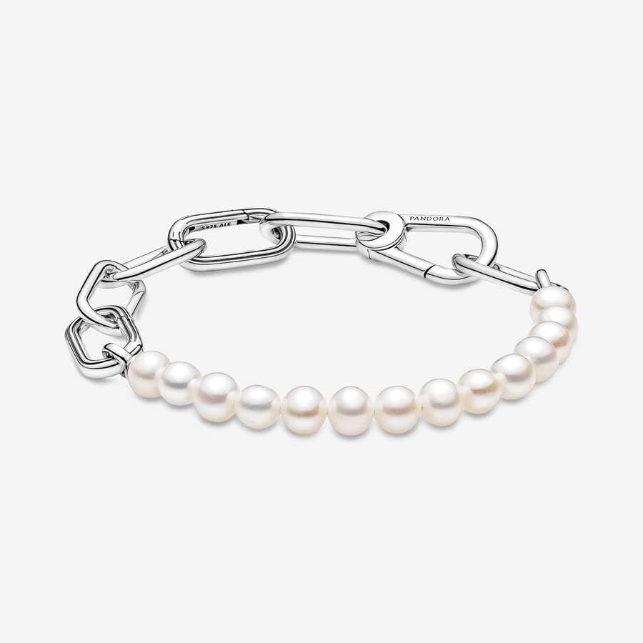 image:imagePANDORA ME Treated Freshwater Cultured Pearl Bracelet Features 2 Connectors Gift for Her Sterling Silver with White Treated Freshwater Cultured Pearl With Gift Box59 Inches