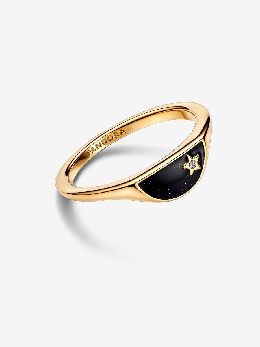 image:imagePANDORA Me Halved Enamel Signet Ring 14k GoldPlated Ring with Cubic Zirconia amp Enamel Gift for Women Includes Gift Box10