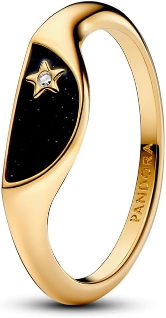 image:imagePANDORA Me Halved Enamel Signet Ring 14k GoldPlated Ring with Cubic Zirconia amp Enamel Gift for Women Includes Gift Box105