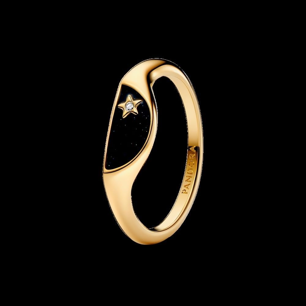 image:imagePANDORA Me Halved Enamel Signet Ring 14k GoldPlated Ring with Cubic Zirconia amp Enamel Gift for Women Includes Gift Box9