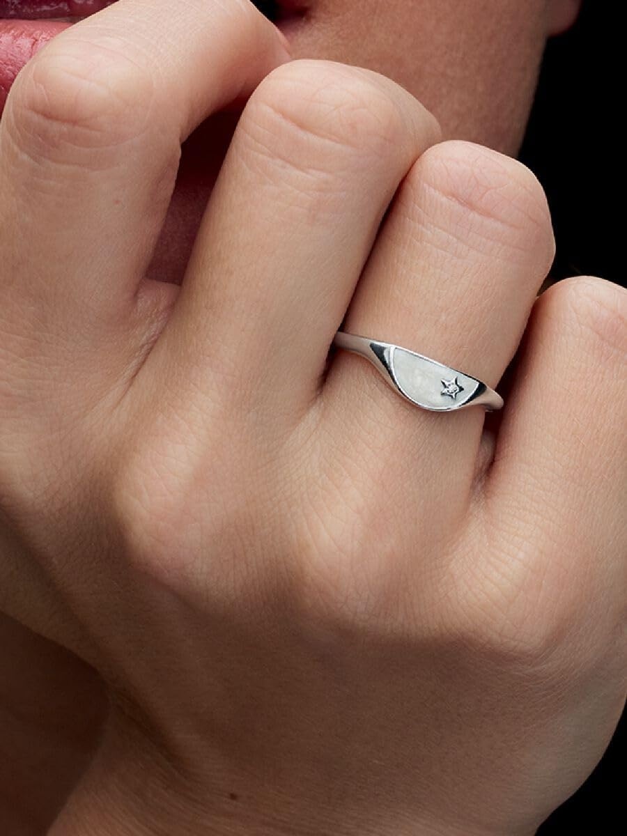 image:imagePANDORA Me Halved Enamel Signet Ring Sterling SIlver Ring with Cubic Zirconia amp Enamel Includes Gift Box45