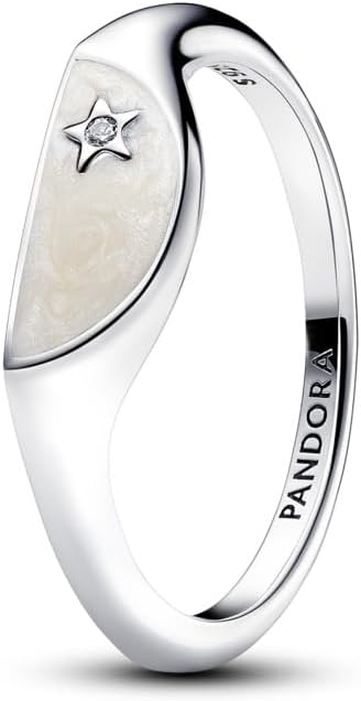 image:imagePANDORA Me Halved Enamel Signet Ring Sterling SIlver Ring with Cubic Zirconia amp Enamel Includes Gift Box45