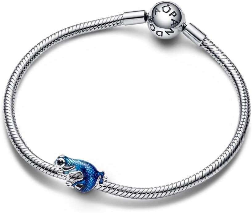 image:imagePANDORA Metallic Blue Gecko Charm Gift for Her Compatible with PANDORA Moments With Gift Box Sterling Silver with Enamel amp ManMade Crystals
