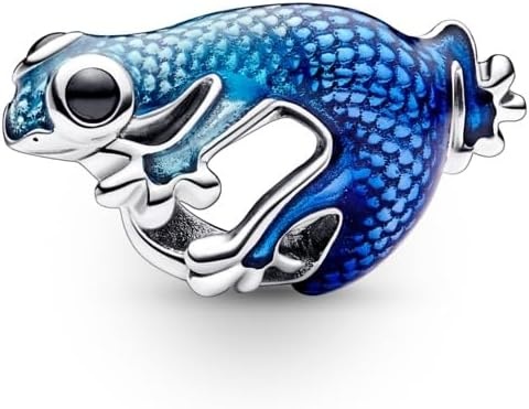 image:imagePANDORA Metallic Blue Gecko Charm Gift for Her Compatible with PANDORA Moments With Gift Box Sterling Silver with Enamel amp ManMade Crystals