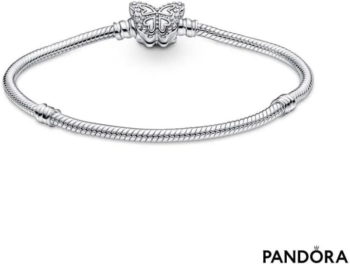 image:imagePANDORA Moments Butterfly Clasp Snake Chain Bracelet Compatible Moments Charms Gift for Her Sterling Silver with Cubic Zirconia With Gift Box67 Inches