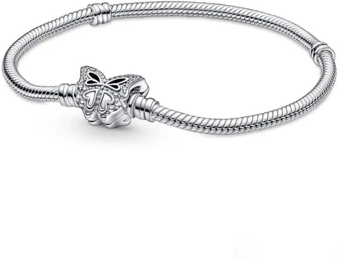 image:imagePANDORA Moments Butterfly Clasp Snake Chain Bracelet Compatible Moments Charms Gift for Her Sterling Silver with Cubic Zirconia With Gift Box79 Inches