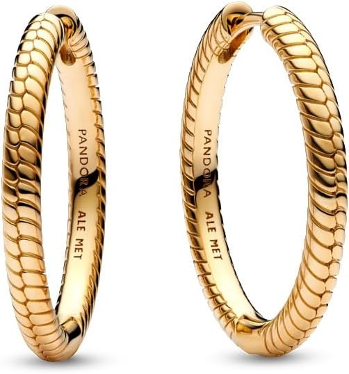 image:imagePANDORA Moments Charm Hoop Earrings Compatible with PANDORA Moments Charms Gift for Her 14k Gold Plated Snake Chain Charm Earrings for Women With Gift Box 25 mm