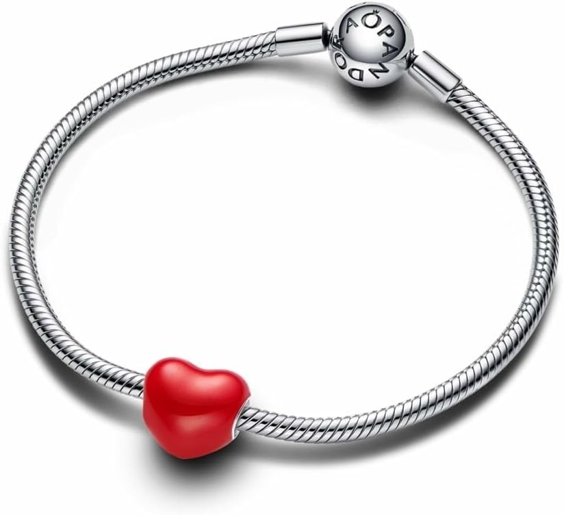 image:imagePANDORA Moments ColorChanging Hidden Message Heart Charm Sterling Silver Charm with Red Enamel Jewelry for Women Includes Gift Box