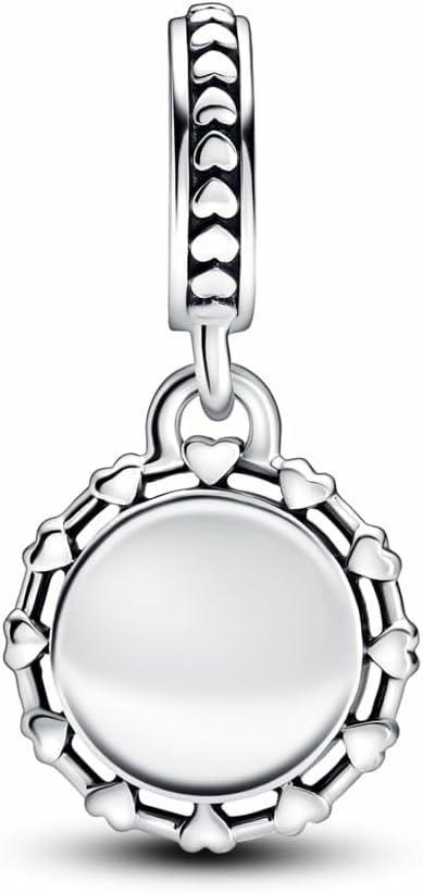 image:imagePANDORA Moments Engravable Disc amp Hearts Dangle Charm 14K Rose GoldPlated Sterling Silver Charm with Cubic Zirconia Jewelry for Women Includes Gift Box