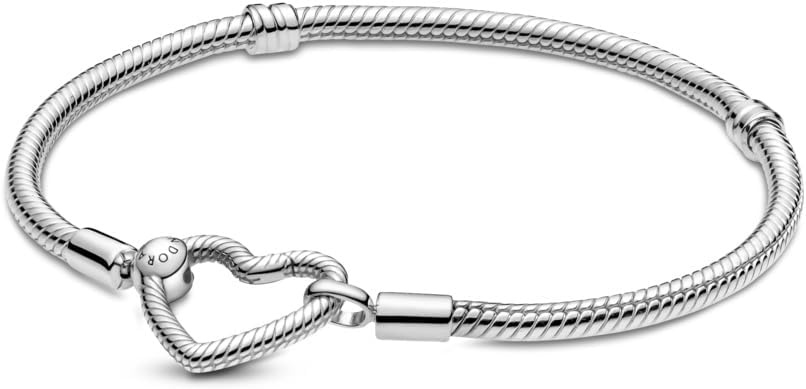 image:imagePANDORA Moments Heart Clasp Snake Chain Bracelet Charm Bracelet for Women Compatible Moments Charms Gift for Her Sterling Silver With Gift Box63 Inches