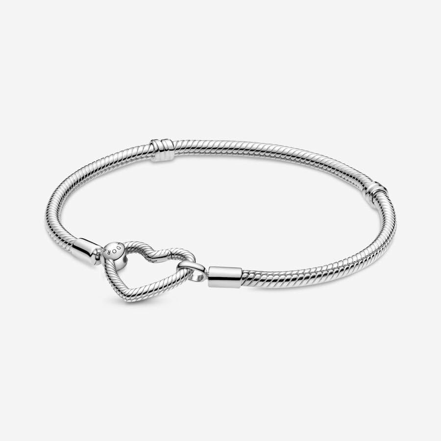 image:imagePANDORA Moments Heart Clasp Snake Chain Bracelet Charm Bracelet for Women Compatible Moments Charms Gift for Her Sterling Silver With Gift Box79 Inches