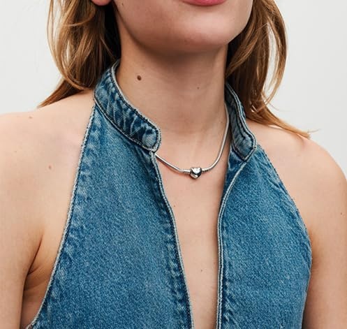 image:imagePANDORA Moments Heart Clasp Snake Chain Necklace Sterling Silver Necklace for Women PANDORA Moments Jewelry Gift for Women Includes Gift Box 177