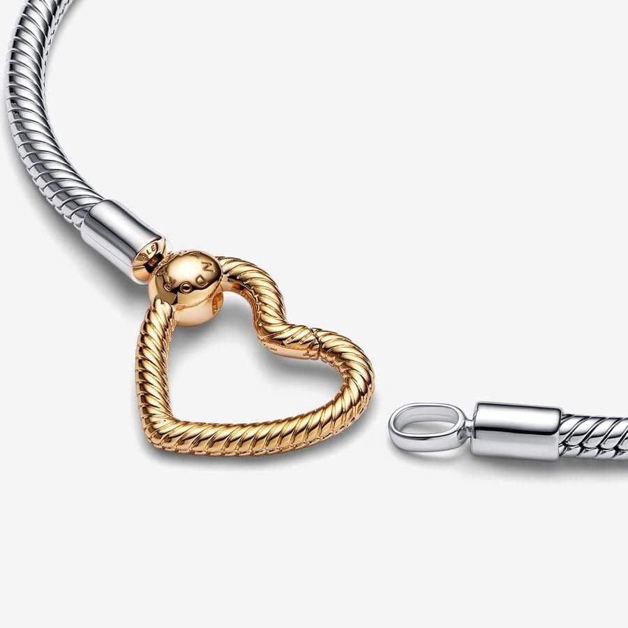 image:imagePANDORA Moments Heart Closure Snake Chain Bracelet Compatible Moments Charms Gift for Her Sterling Silver Shine with Cubic Zirconia With Gift Box827 Inches