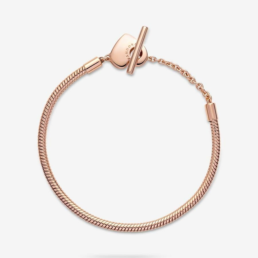 image:imagePANDORA Moments Heart TBar Closure Snake Chain Bracelet Compatible Moments Charms Gift for Her Shine With Gift Box63 Inches