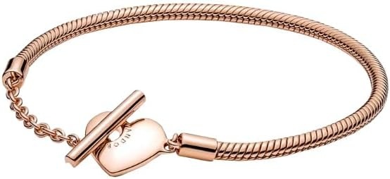 image:imagePANDORA Moments Heart TBar Closure Snake Chain Bracelet Compatible Moments Charms Gift for Her Shine With Gift Box71 Inches