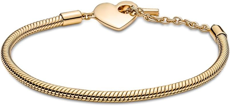image:imagePANDORA Moments Heart TBar Closure Snake Chain Bracelet Compatible Moments Charms Gift for Her Shine With Gift Box71 Inches