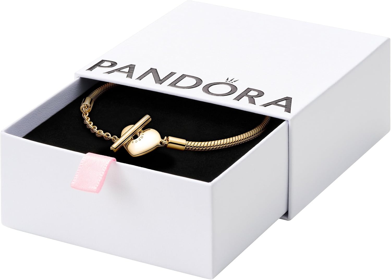 image:imagePANDORA Moments Heart TBar Closure Snake Chain Bracelet Compatible Moments Charms Gift for Her Shine With Gift Box71 Inches