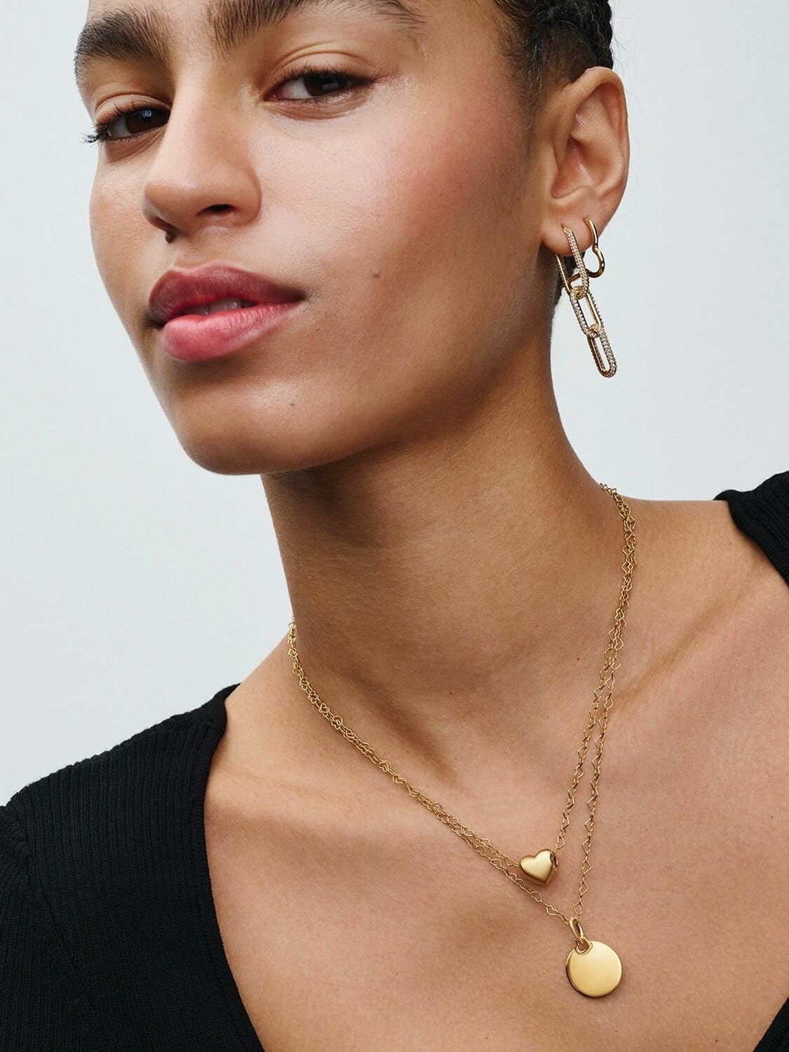 image:imagePANDORA Moments Linked Hearts Collier Necklace Gift for Women Includes Gift Box Size 177Gold