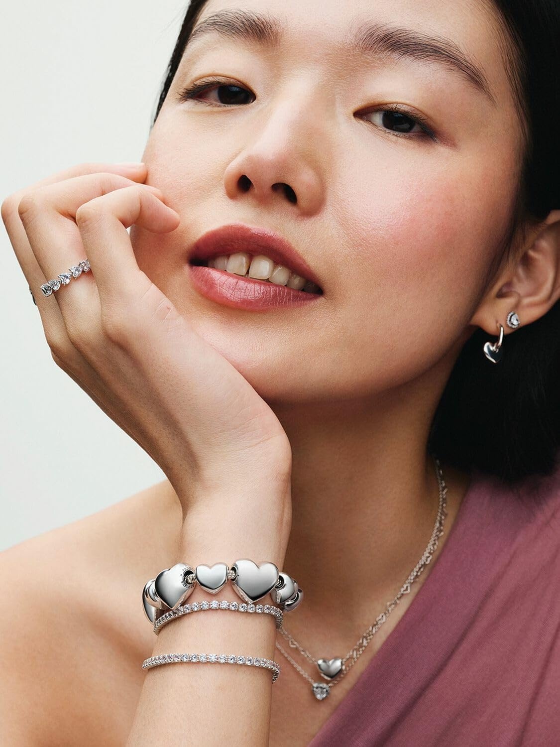 image:imagePANDORA Moments Linked Hearts Collier Necklace Gift for Women Includes Gift Box Size 177Sterling silver