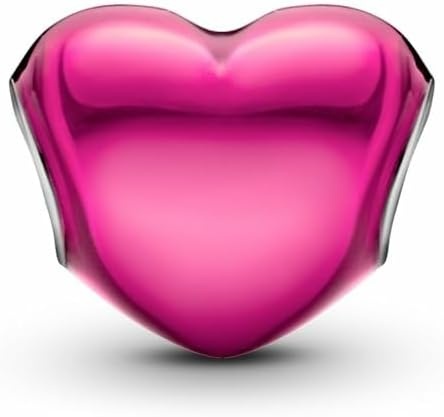 image:imagePANDORA Moments Metallic Pink Heart Charm Sterling Silver with Enamel Jewelry for Women Includes Gift Box