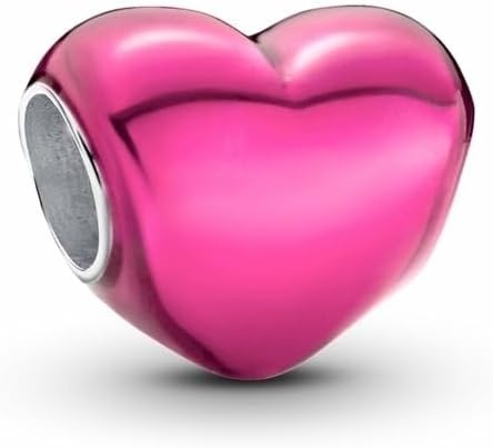 image:imagePANDORA Moments Metallic Pink Heart Charm Sterling Silver with Enamel Jewelry for Women Includes Gift Box