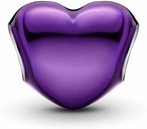 image:imagePANDORA Moments Metallic Purple Heart Charm Sterling Silver Charm with Enamel Jewelry for Women Includes Gift Box