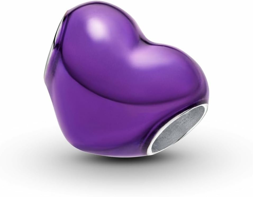 image:imagePANDORA Moments Metallic Purple Heart Charm Sterling Silver Charm with Enamel Jewelry for Women Includes Gift Box